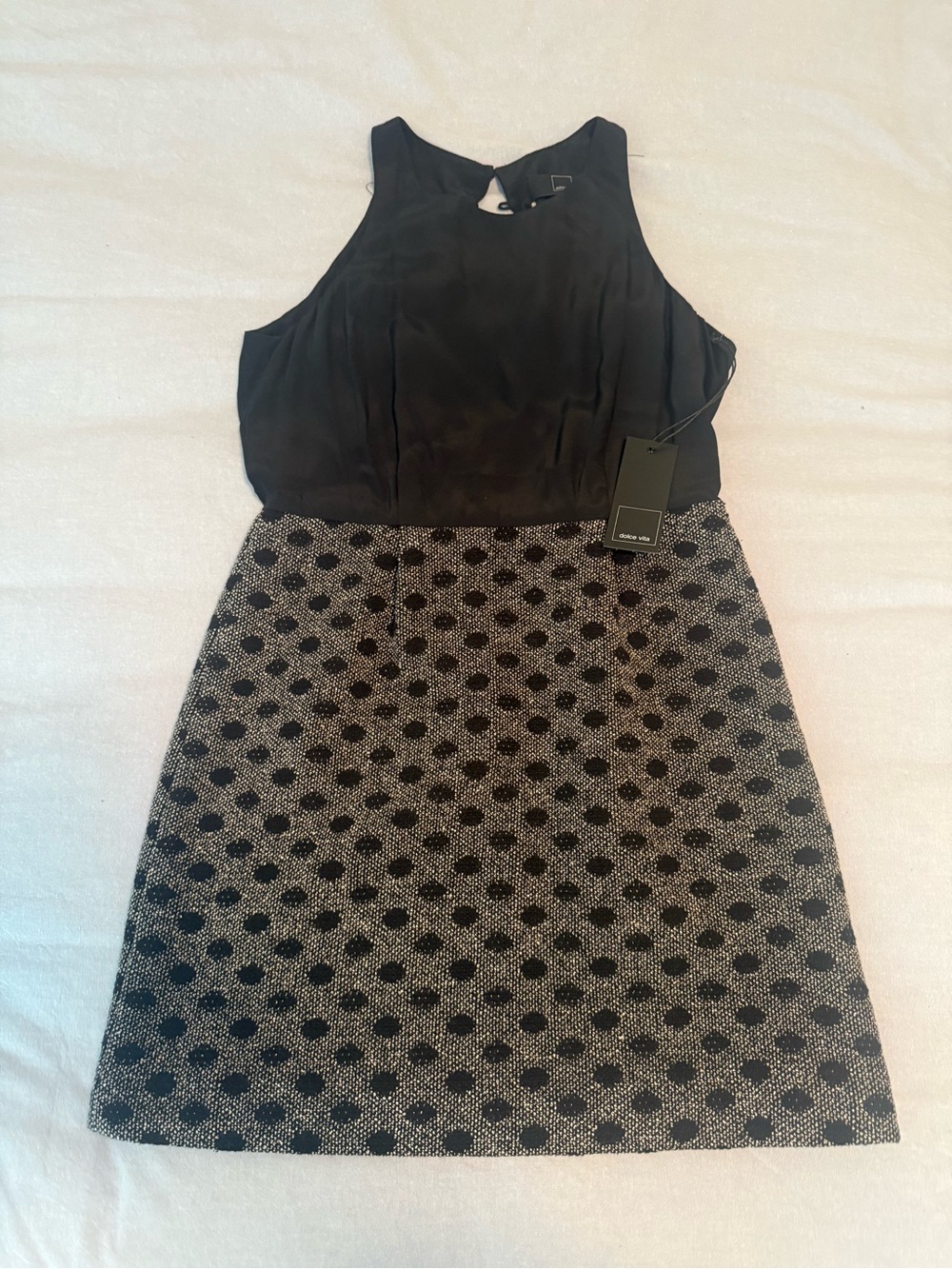 Dolce Vita Black Bodice with whitePatterned A-Line Mini Dress